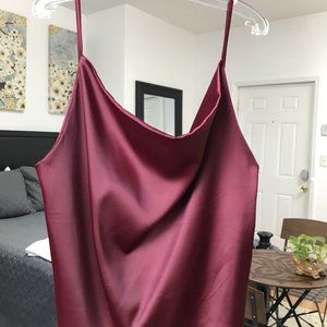 NWT Zaful Satin Oversized Wine Camisole Top